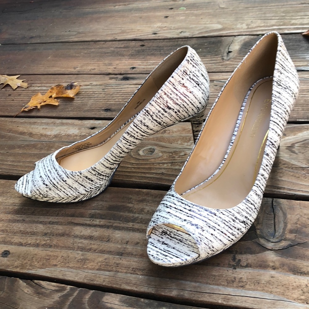 Enzo Angiolini Black and White Peep Toe Heels